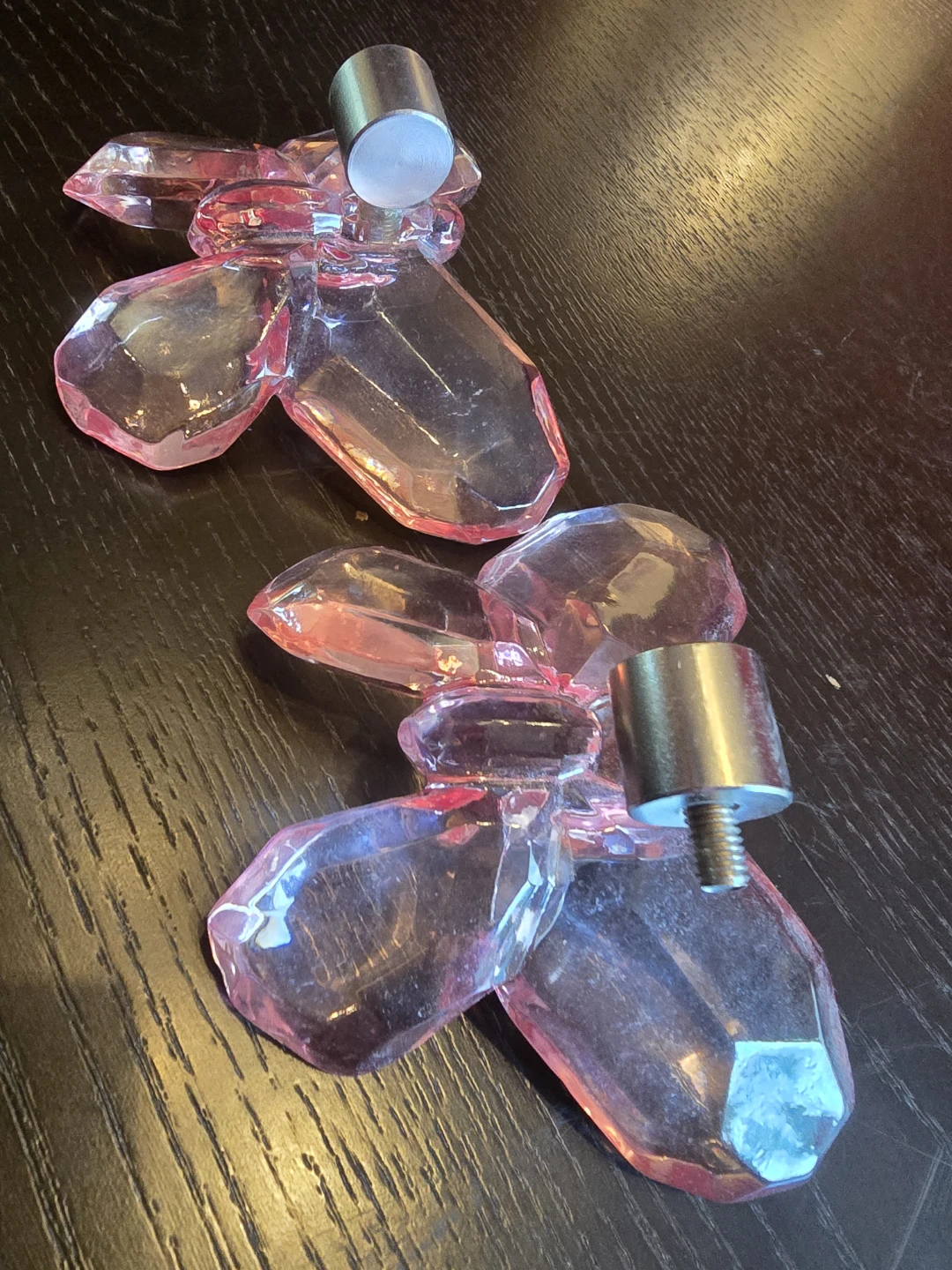 Pink Crystal Butterfly Drawer Finials - Set of 2 - photo 4