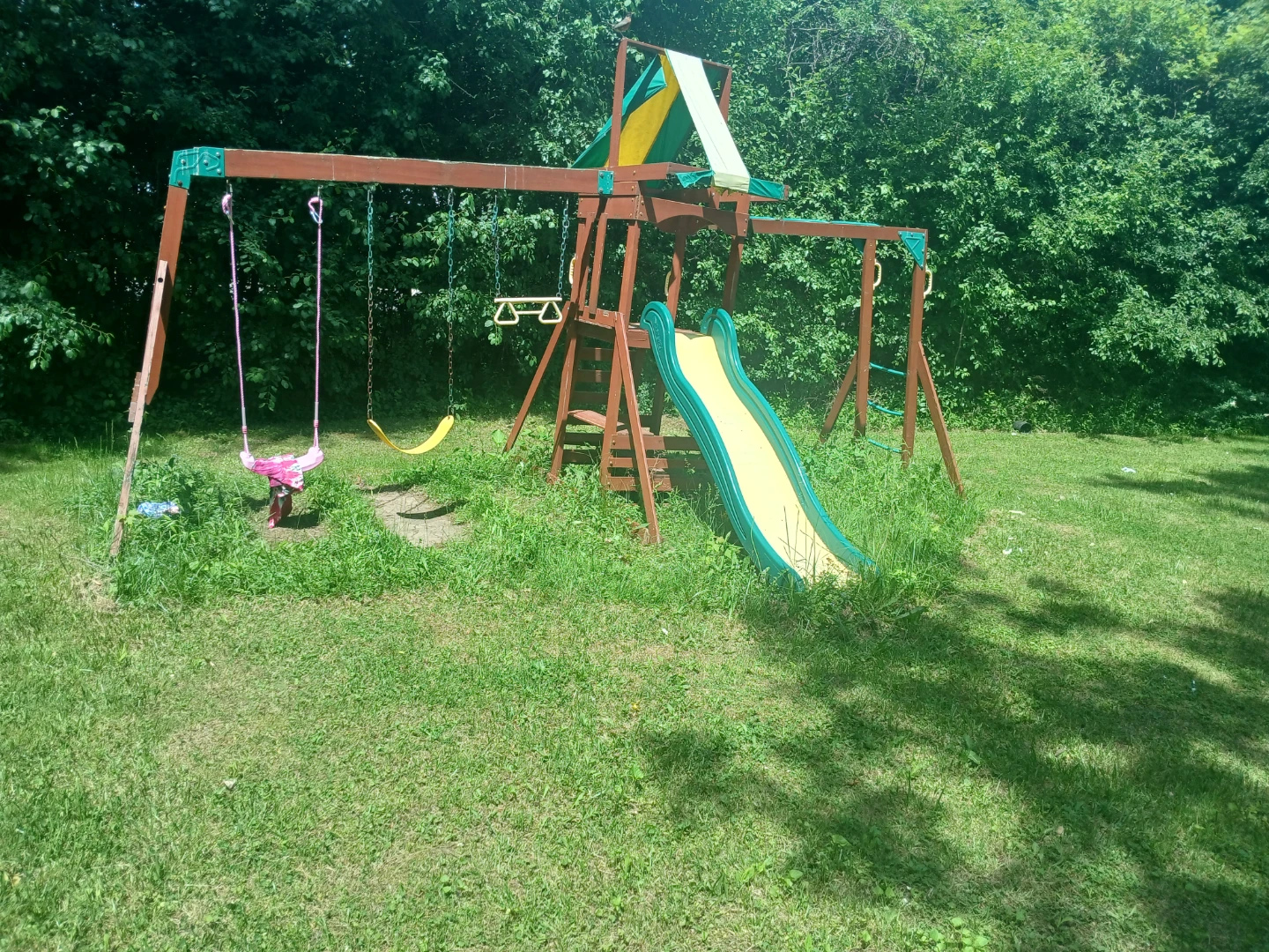Wooden Playground Swing Set with Slide