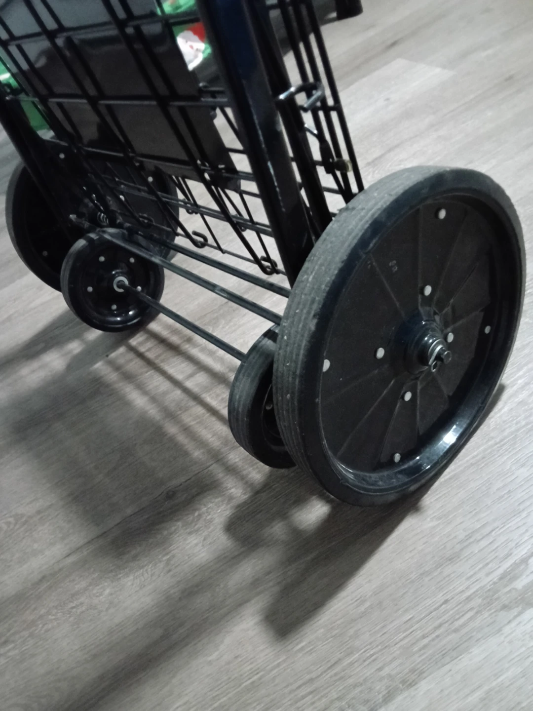 Black Metal Rolling Shopping Cart with Handle - photo 5