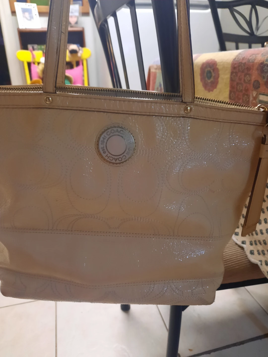 Coach yellow cream leather tote - photo 3