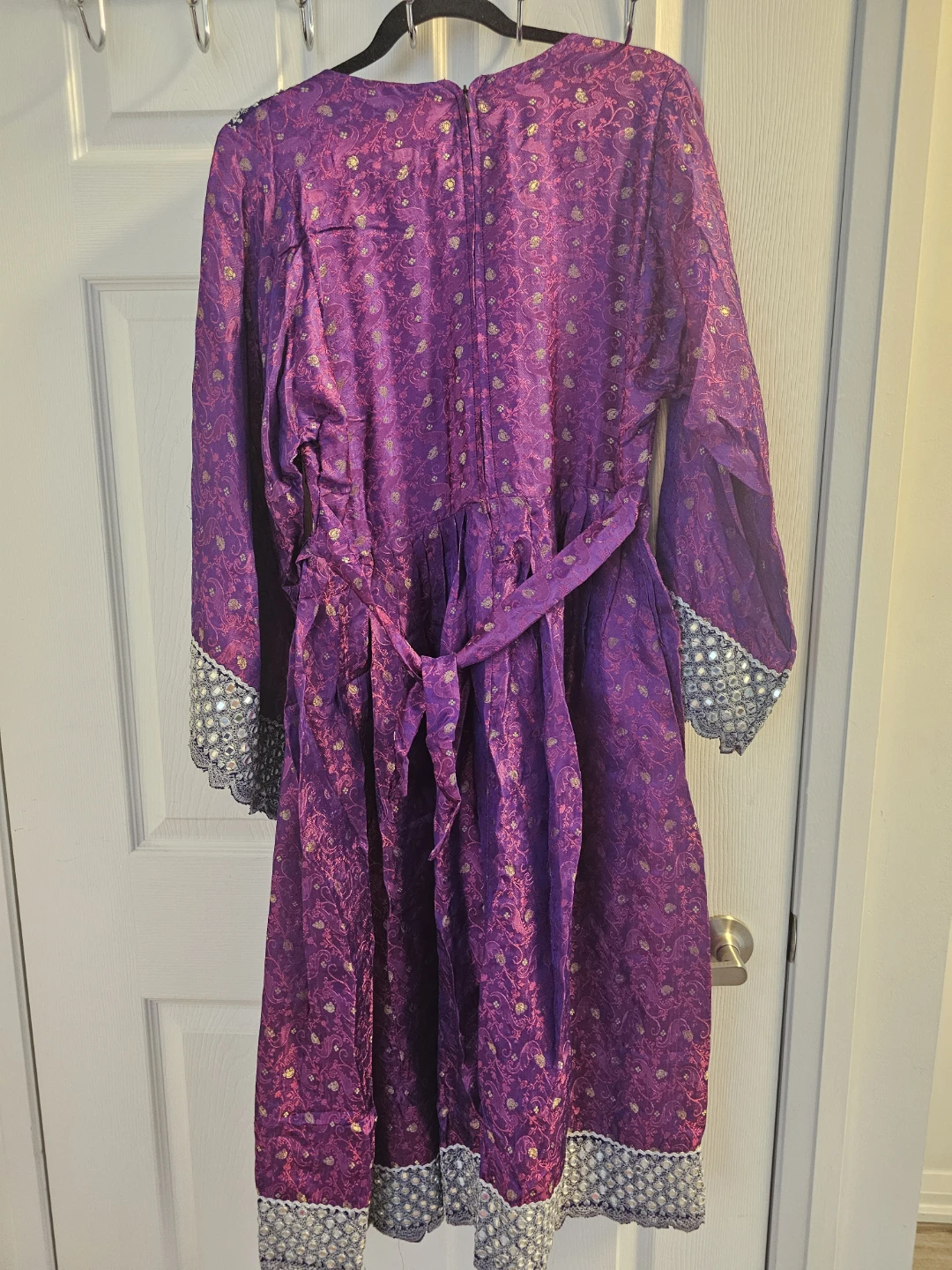 Purple Embroidered Dress with Dupatta - photo 3