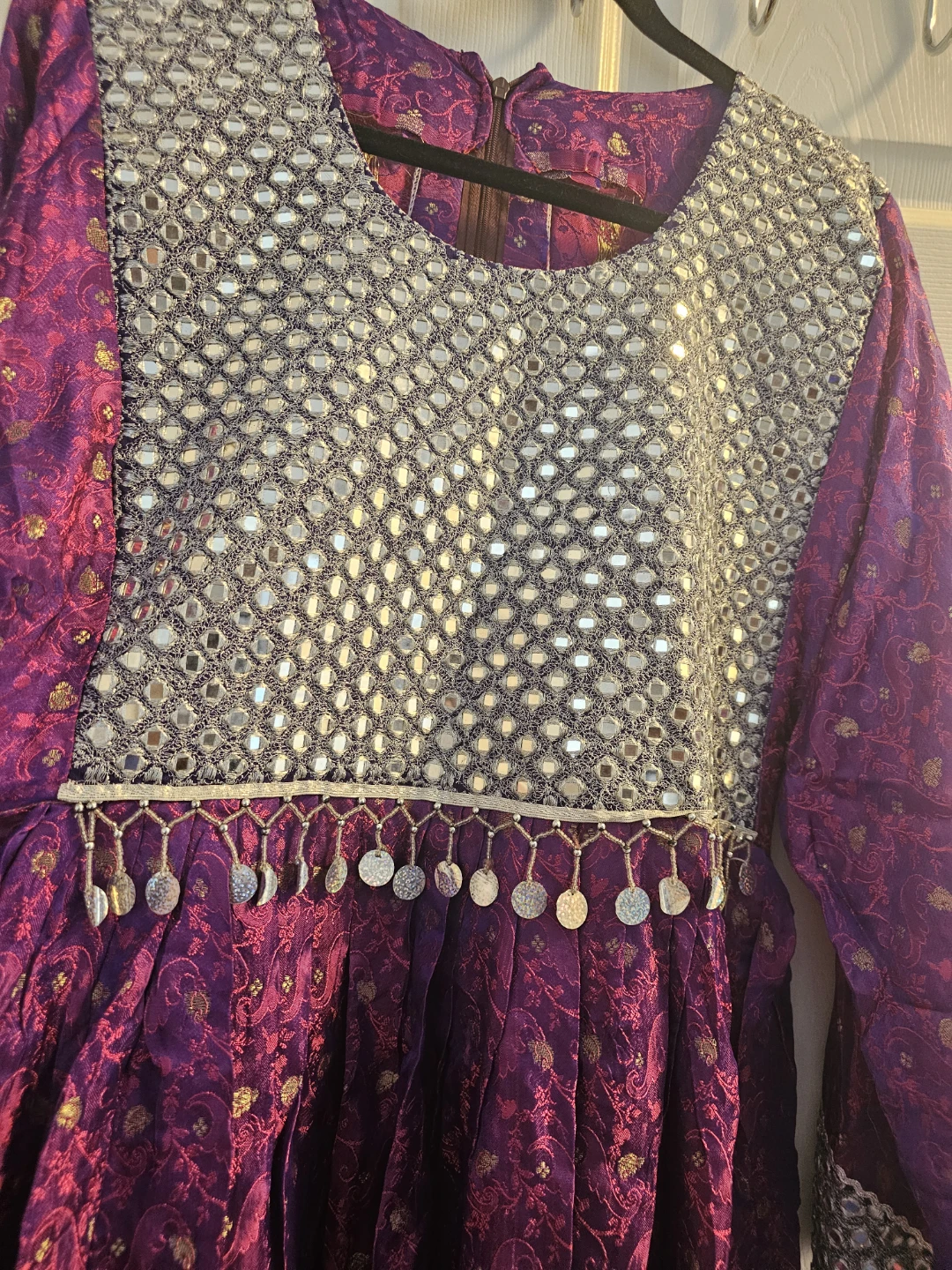 Purple Embroidered Dress with Dupatta - photo 4