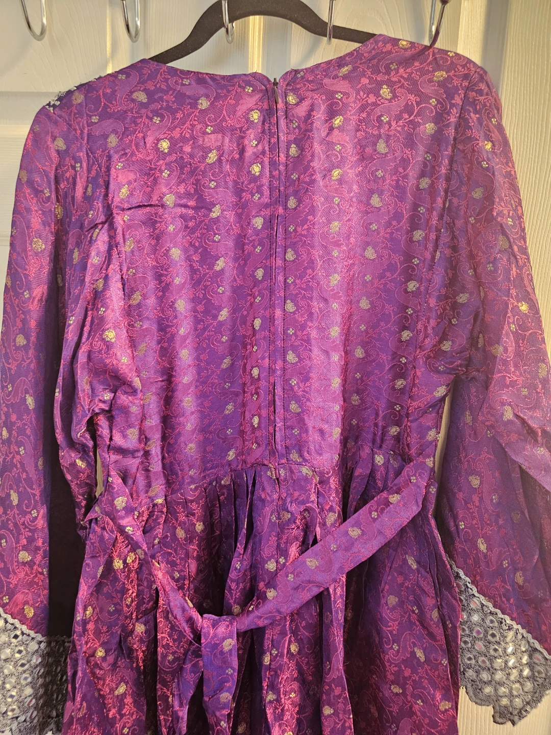 Purple Embroidered Dress with Dupatta - photo 5