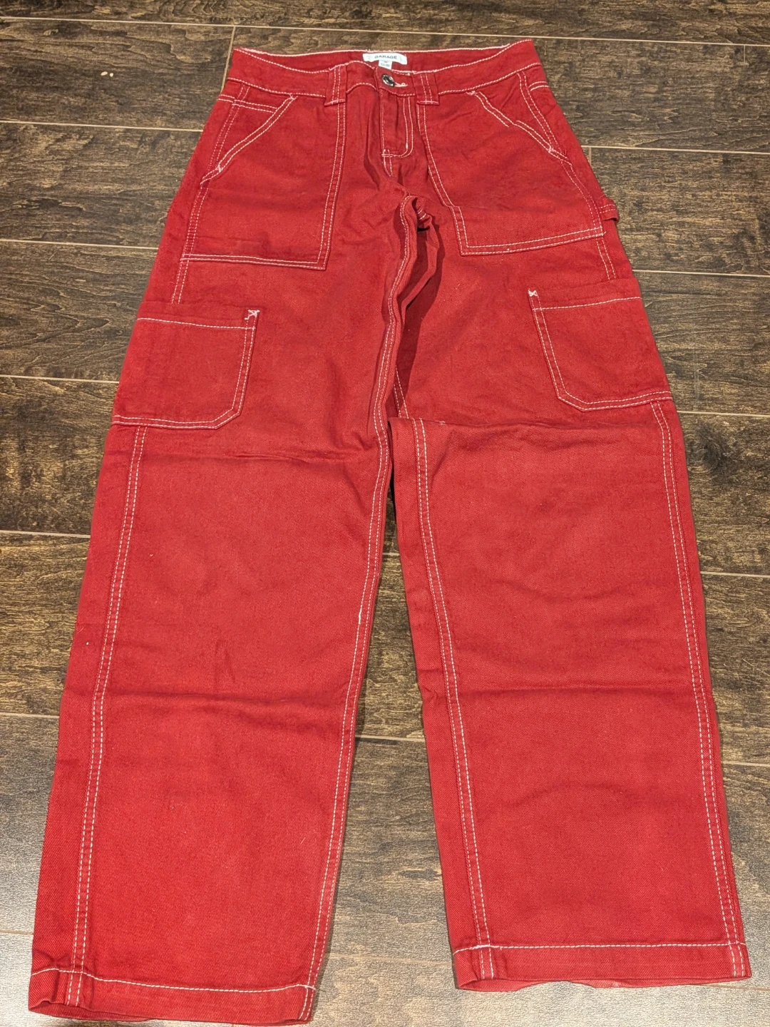 Garage Red Wide Leg Carpenter Pants Size 00