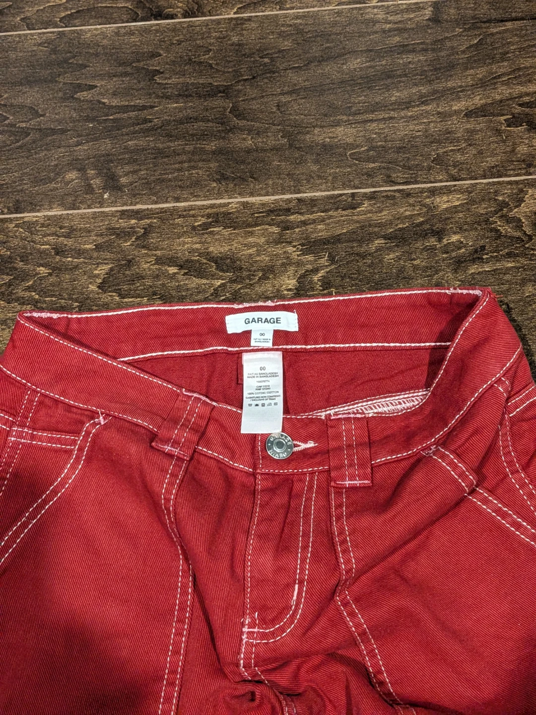 Garage Red Wide Leg Carpenter Pants Size 00 - photo 3