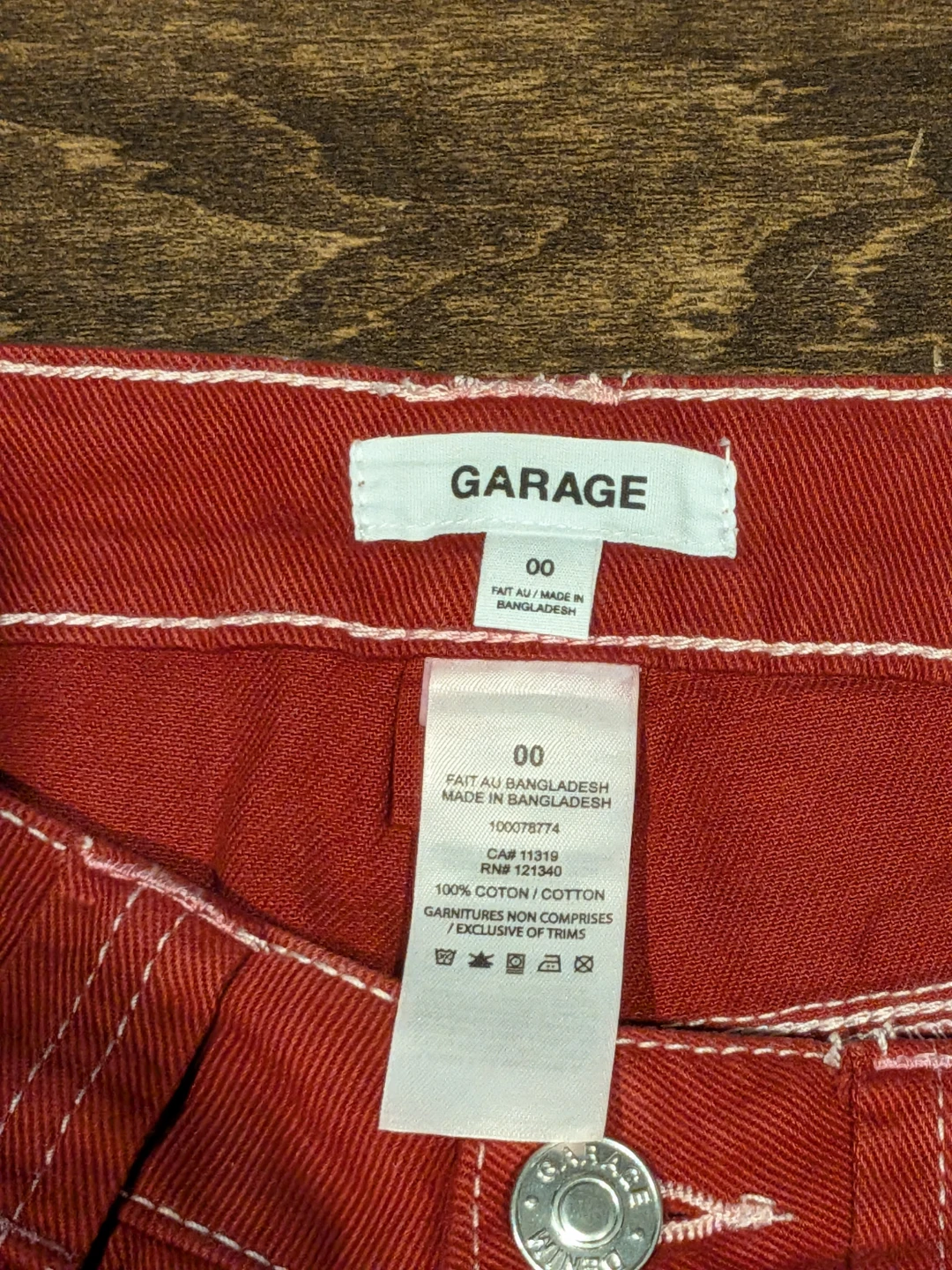 Garage Red Wide Leg Carpenter Pants Size 00 - photo 4