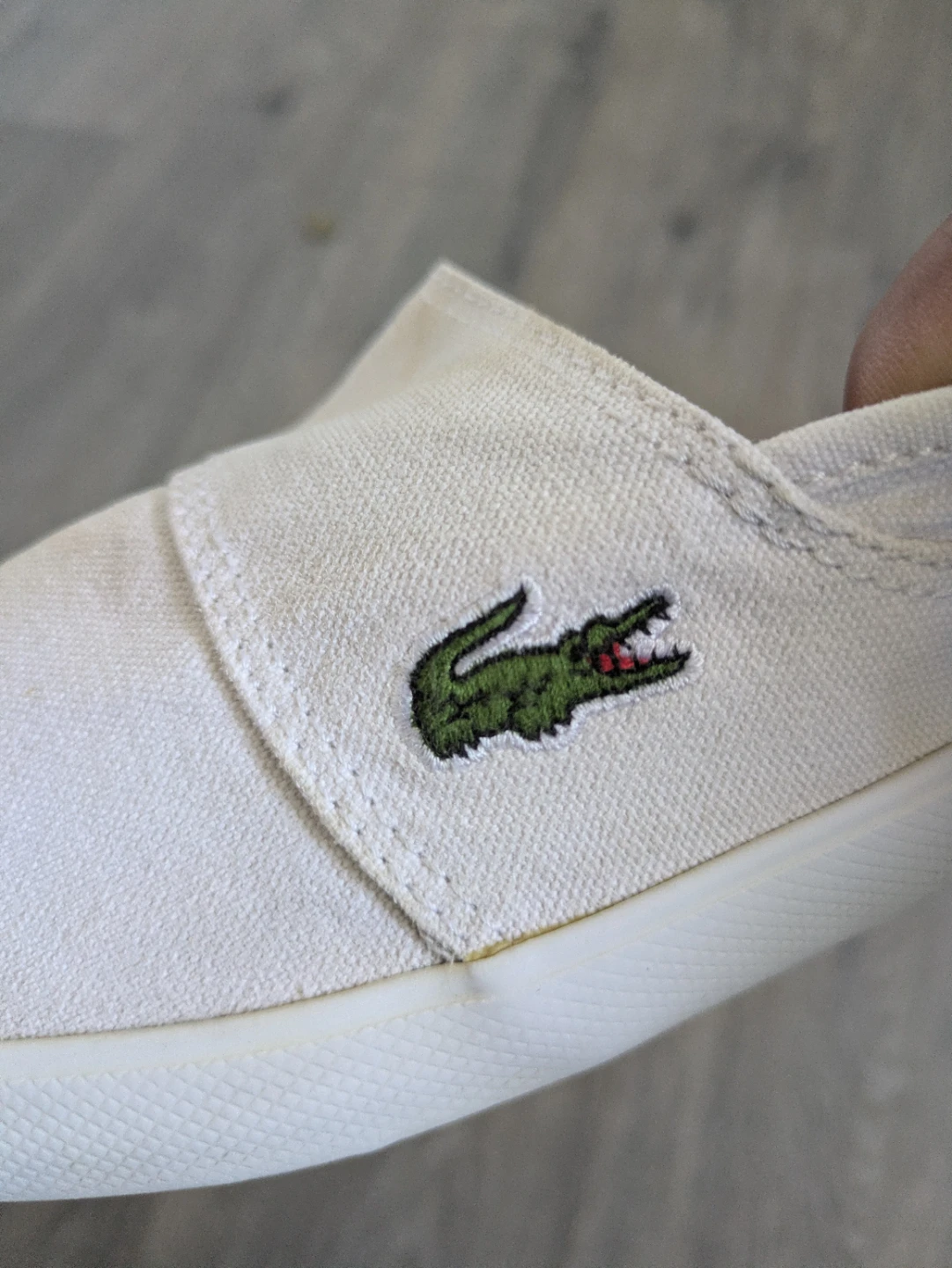 White Lacoste Slip-On Canvas Shoes - photo 5