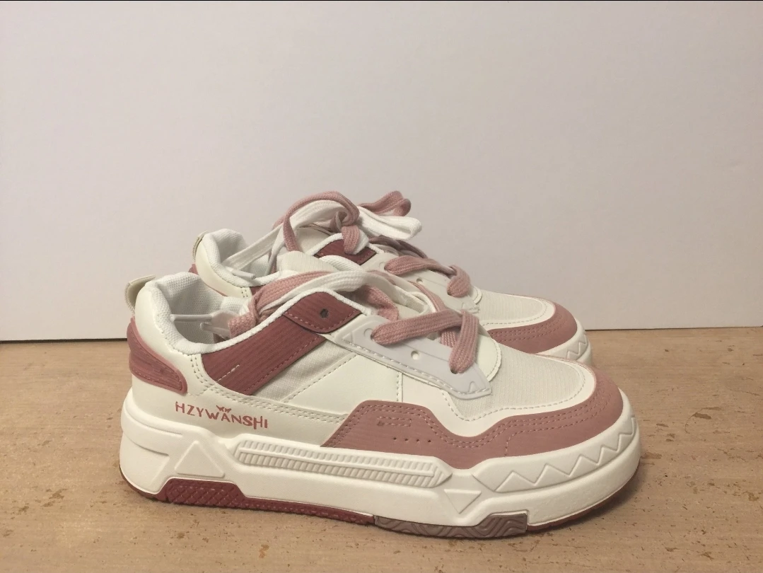 White & Pink Chunky Sneakers
