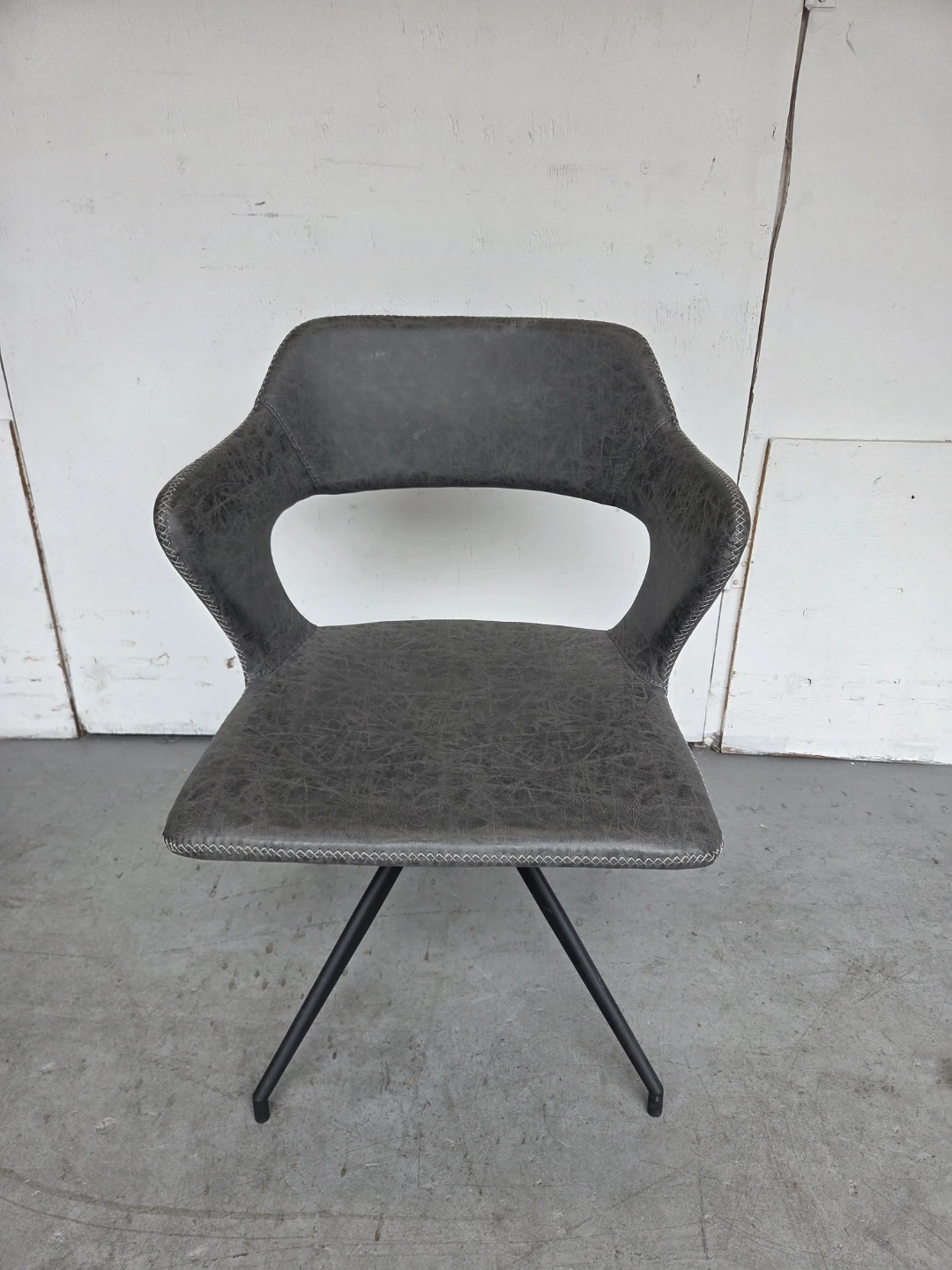 Grey Faux Leather Swivel Chair