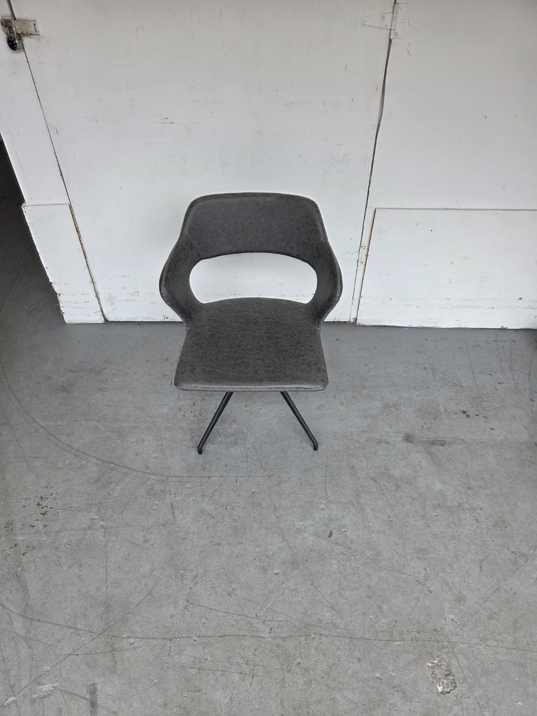 Grey Faux Leather Swivel Chair - photo 2