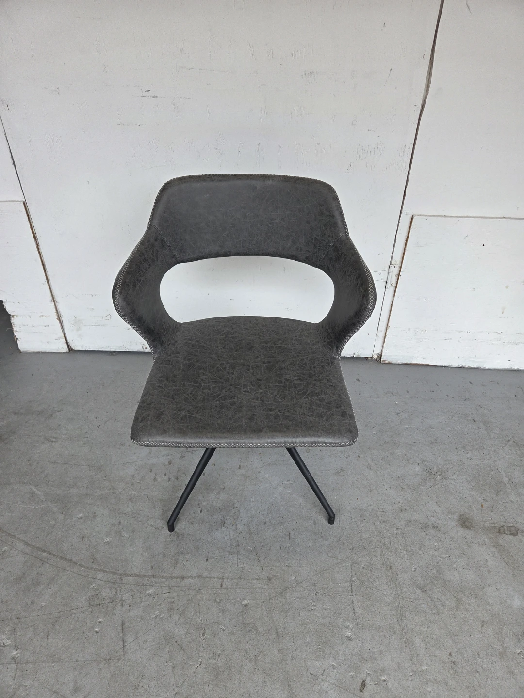 Grey Faux Leather Swivel Chair - photo 3