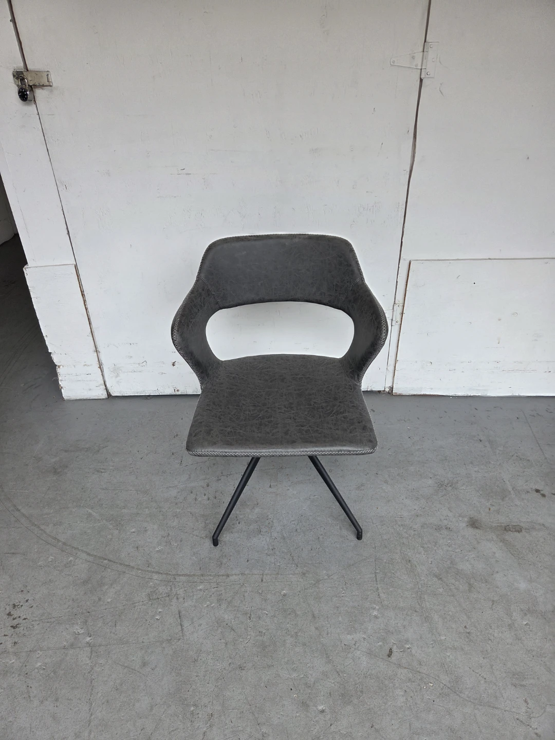 Grey Faux Leather Swivel Chair - photo 4