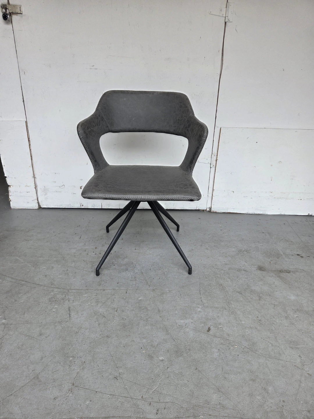 Grey Faux Leather Swivel Chair - photo 5