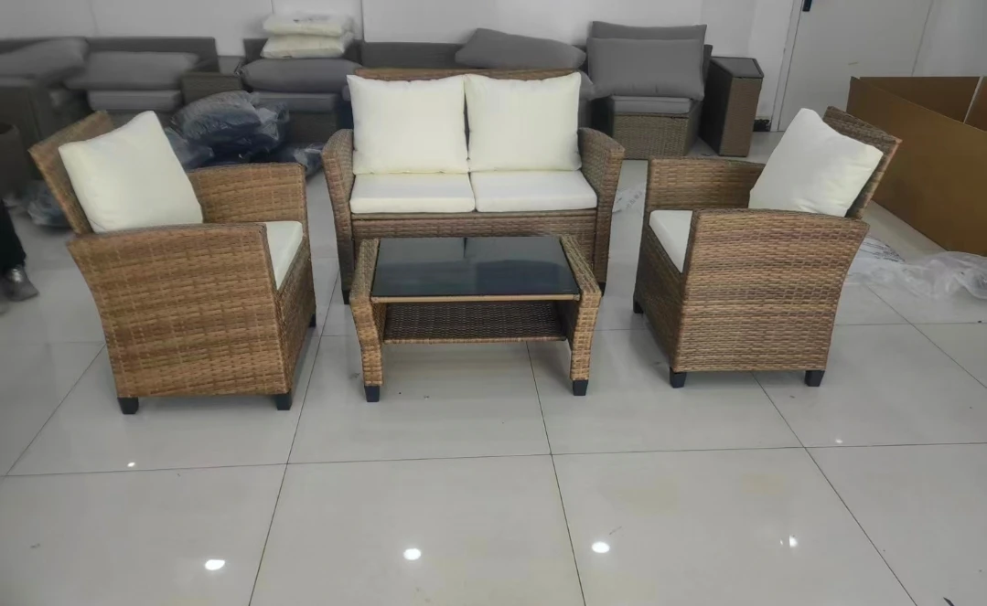 Wicker Patio Furniture Set with Coffee Table