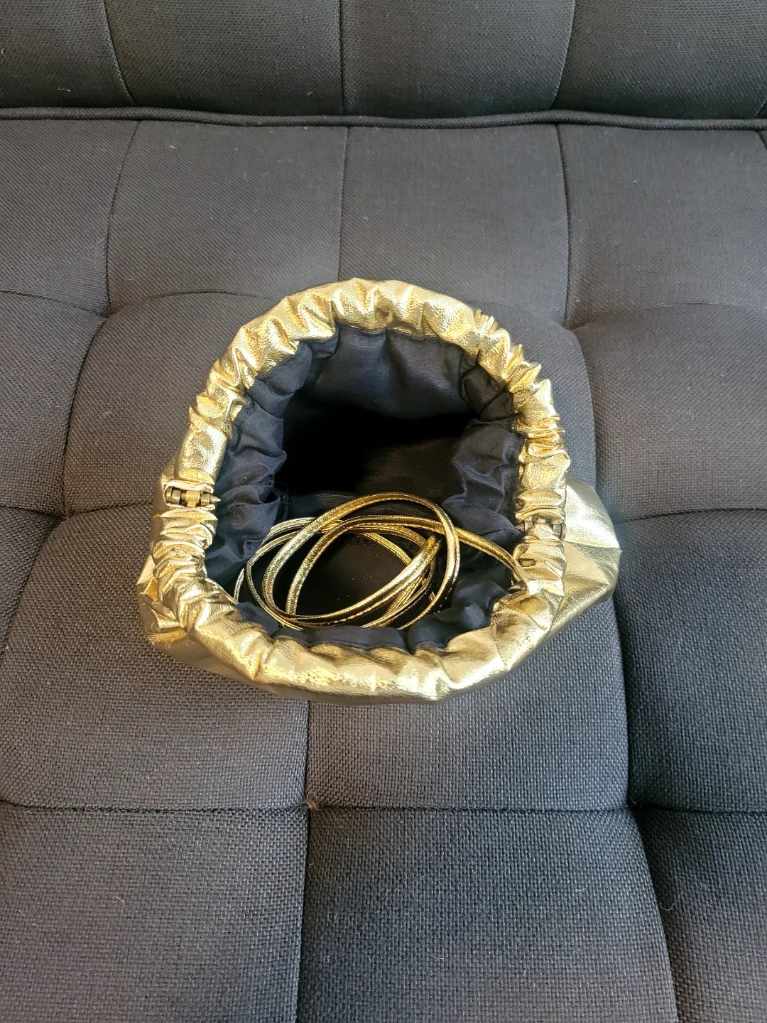 Gold Metallic Clutch Bag with Strap - photo 2