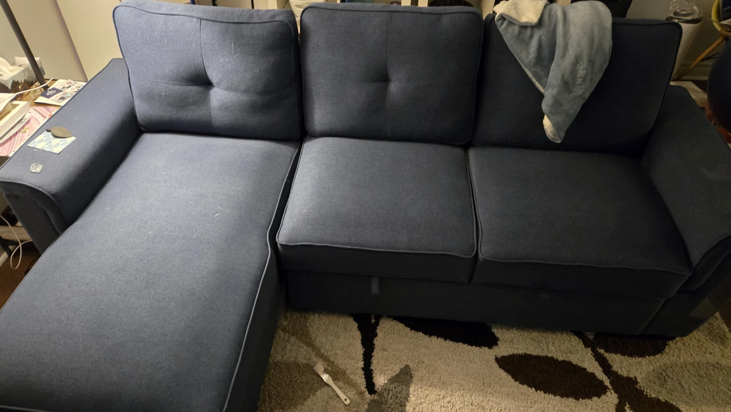 Sleeper Sectional with Storage Chaise - Blue - photo 3