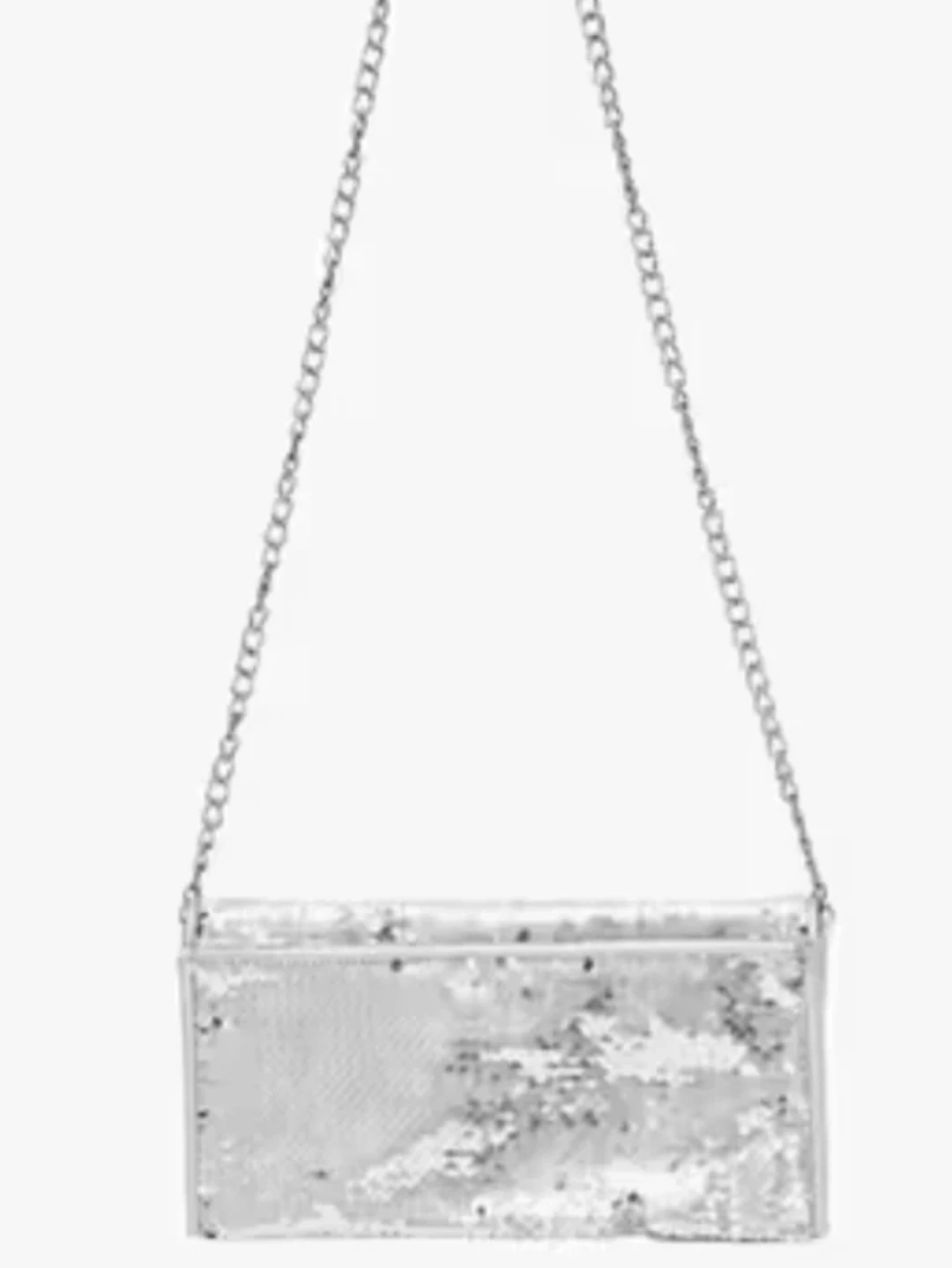 Steve Madden Silver Sequin Clutch with Chain Strap - photo 2