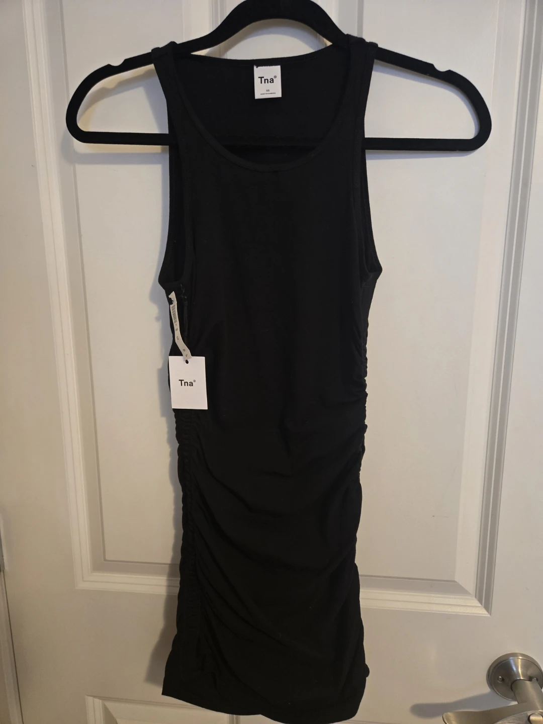 TNA Malibu Ruched Tank Dress Black XS/TP