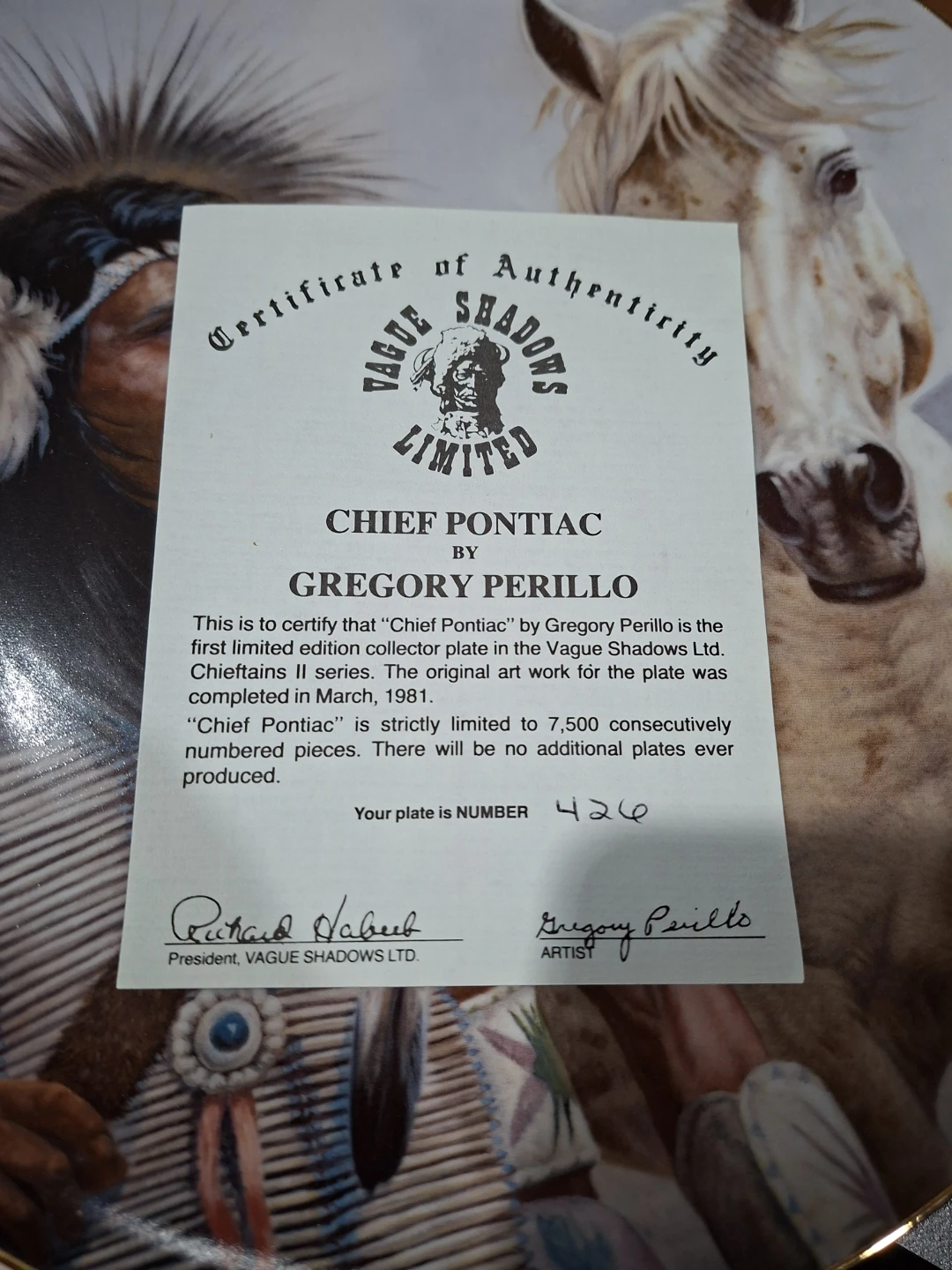 Chief Pontiac Collector Plate by Gregory Perillo - photo 3