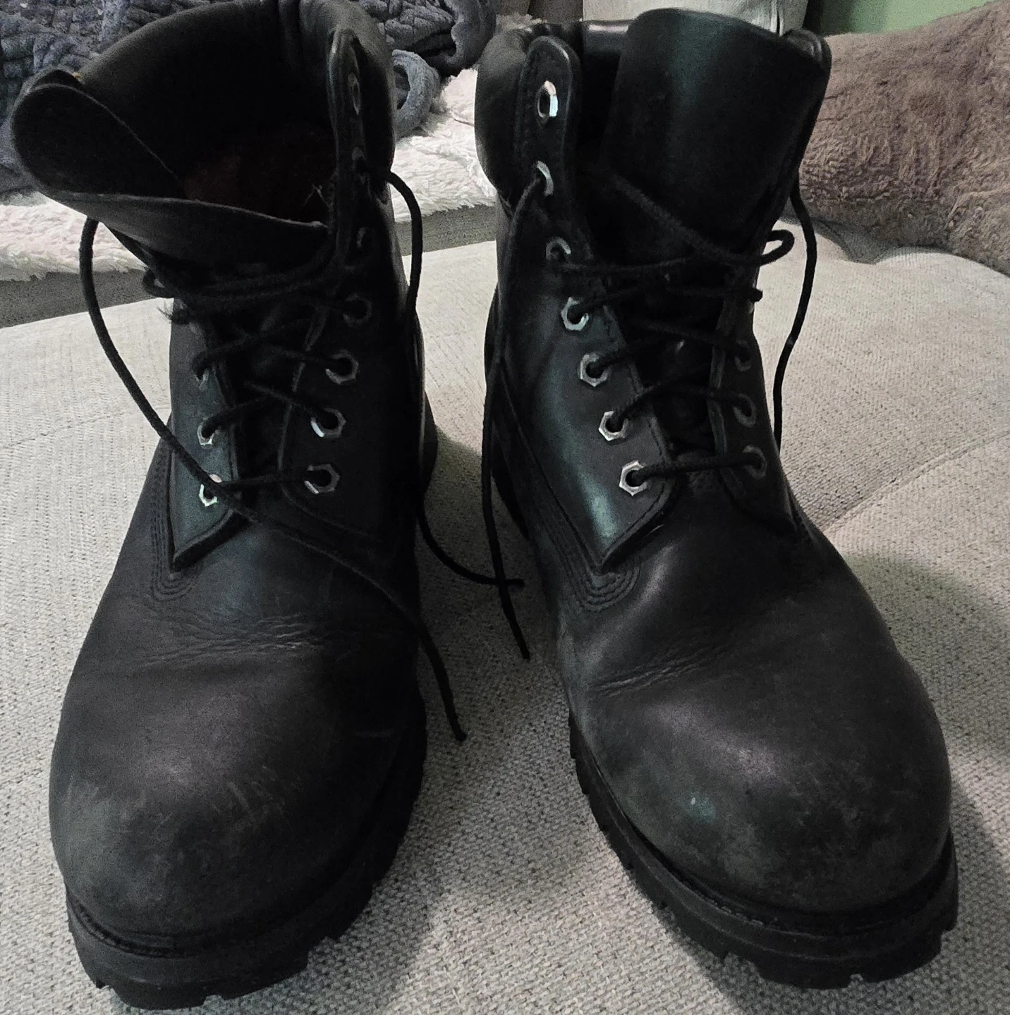Size 11 Timberland Black Leather Lace-Up Boots