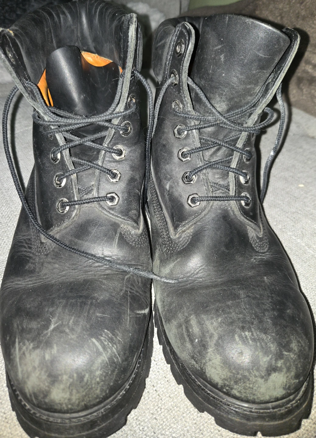 Size 11 Timberland Black Leather Lace-Up Boots - photo 4