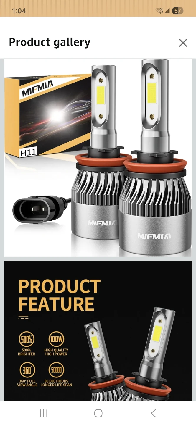 MIFMIA H11 LED Headlight Bulbs (Pair)