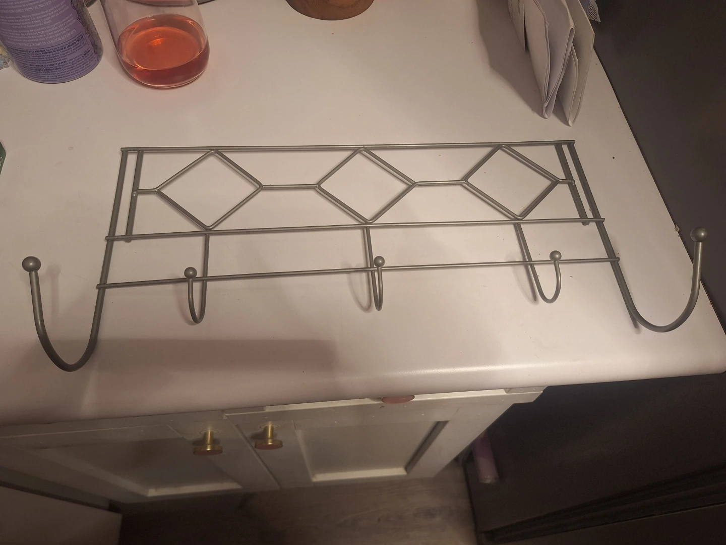 Silver Metal-Door Hook Rack