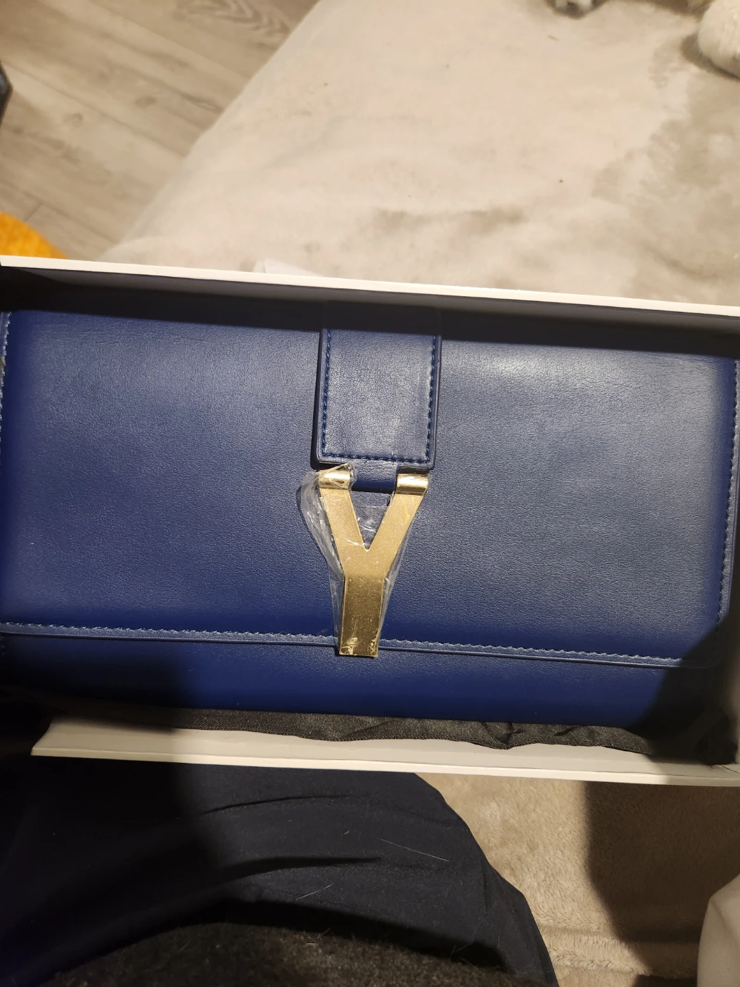 Dupe ysl Monogram Clutch Navy Blue Leather - photo 2