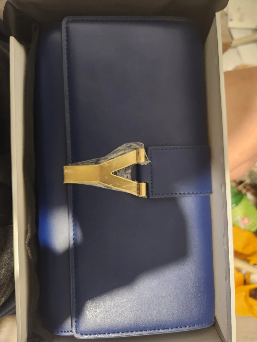 Dupe ysl Monogram Clutch Navy Blue Leather - photo 3