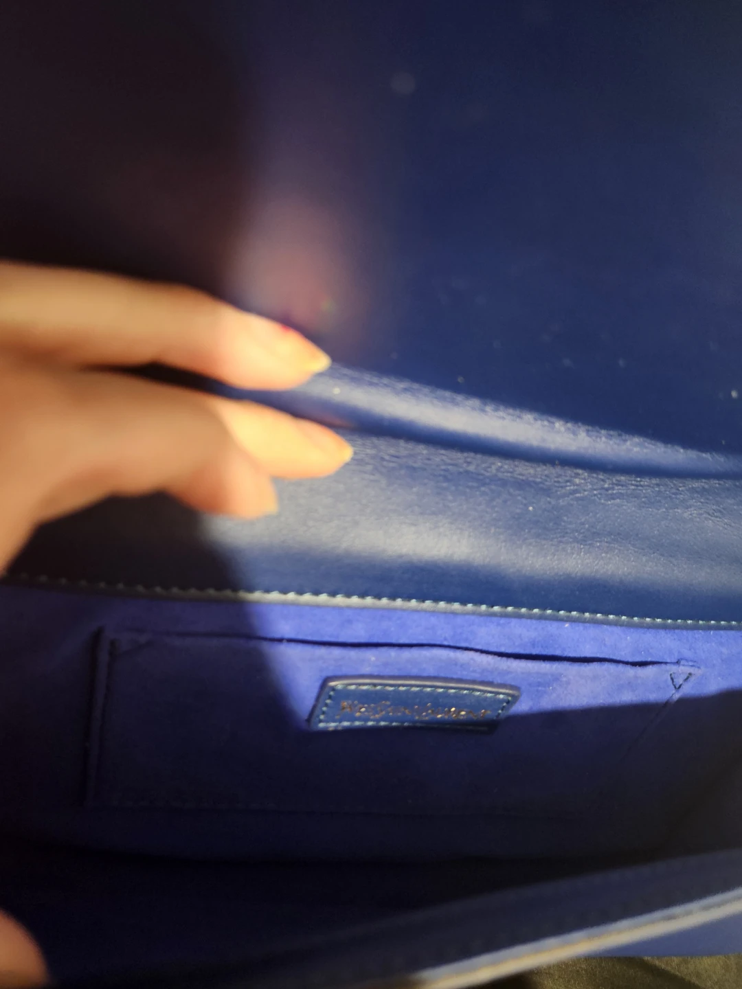 Dupe ysl Monogram Clutch Navy Blue Leather - photo 4