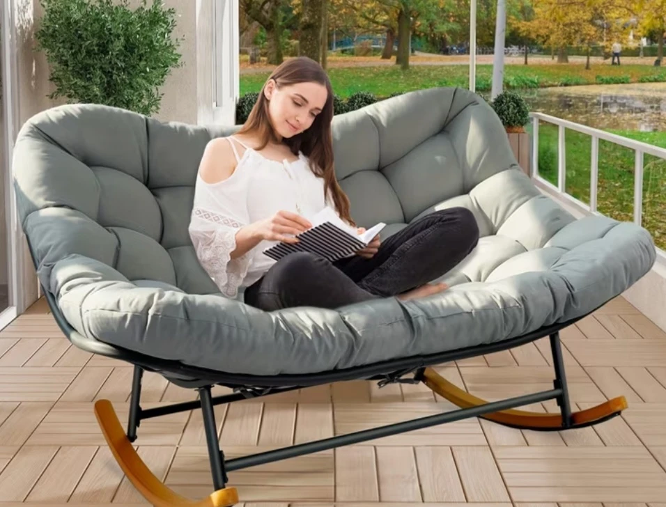 Grey Padded Rocking Chair