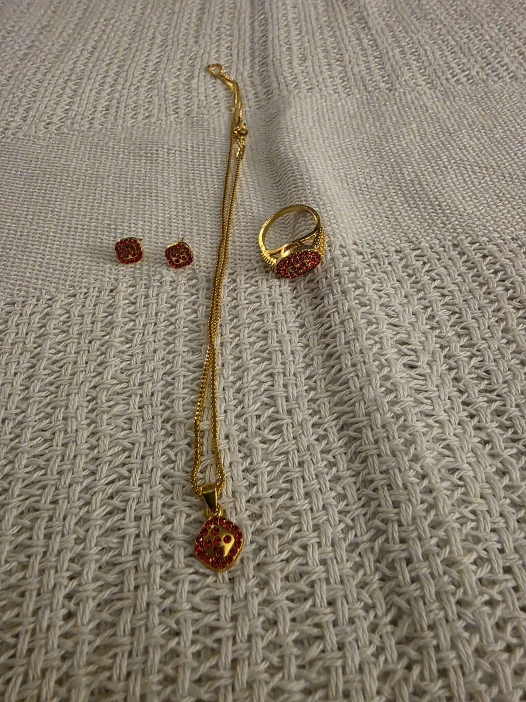 Jewellery Set with Necklace, Ring, and Earrings