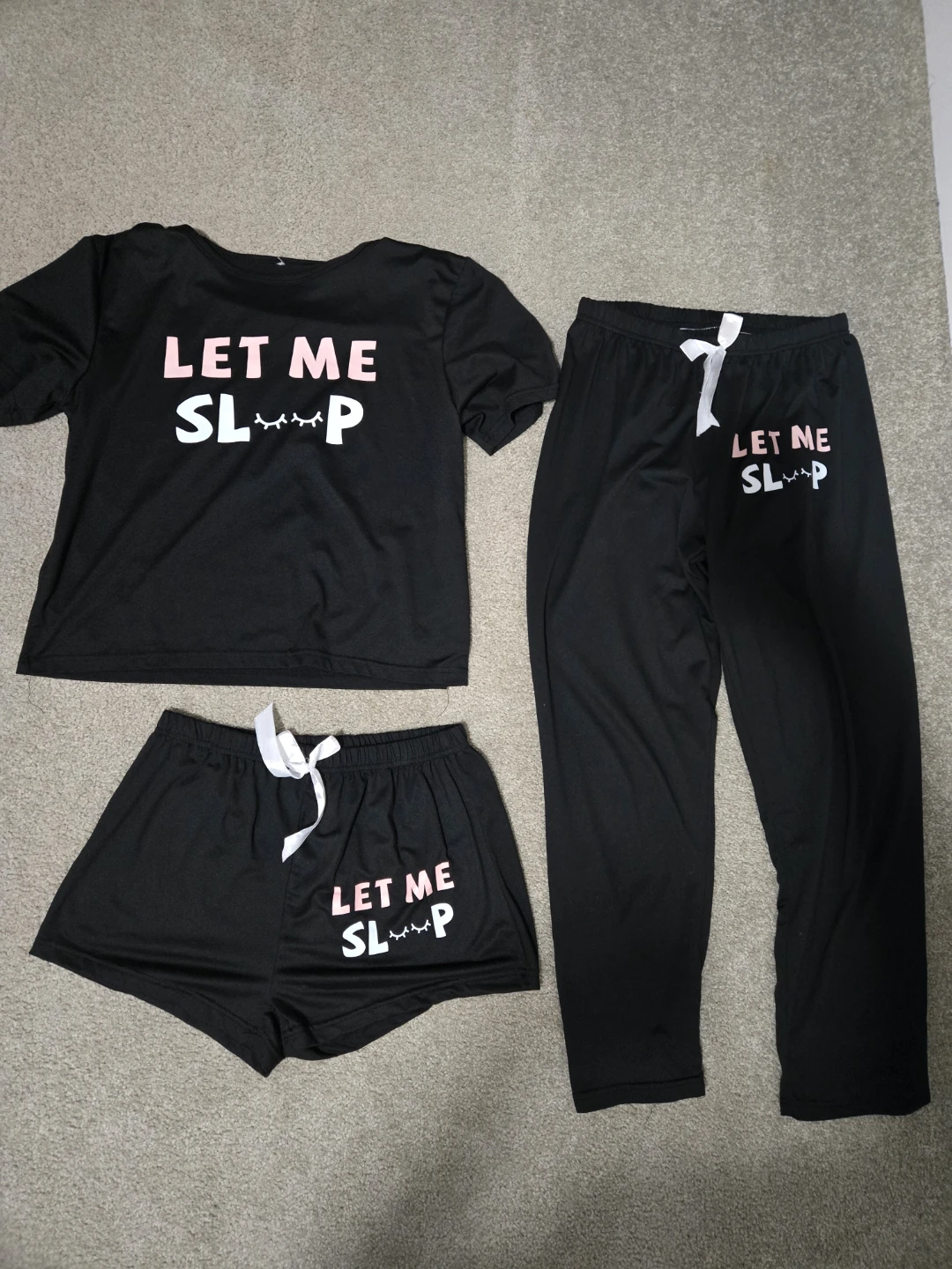 Black Pajama Set - LET ME SLEEP