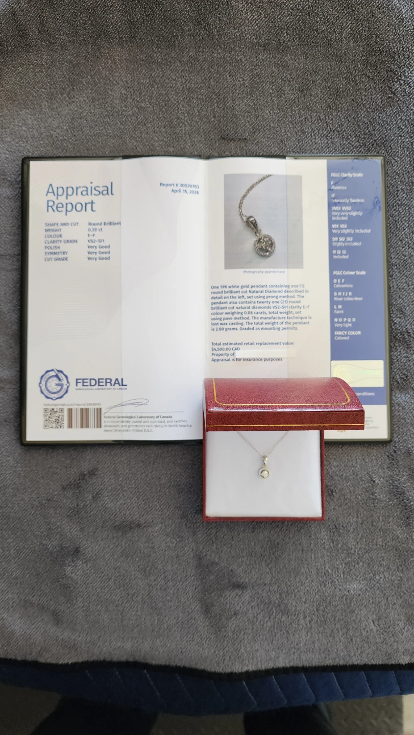 19K White Gold Diamond Pendant Necklace - photo 2