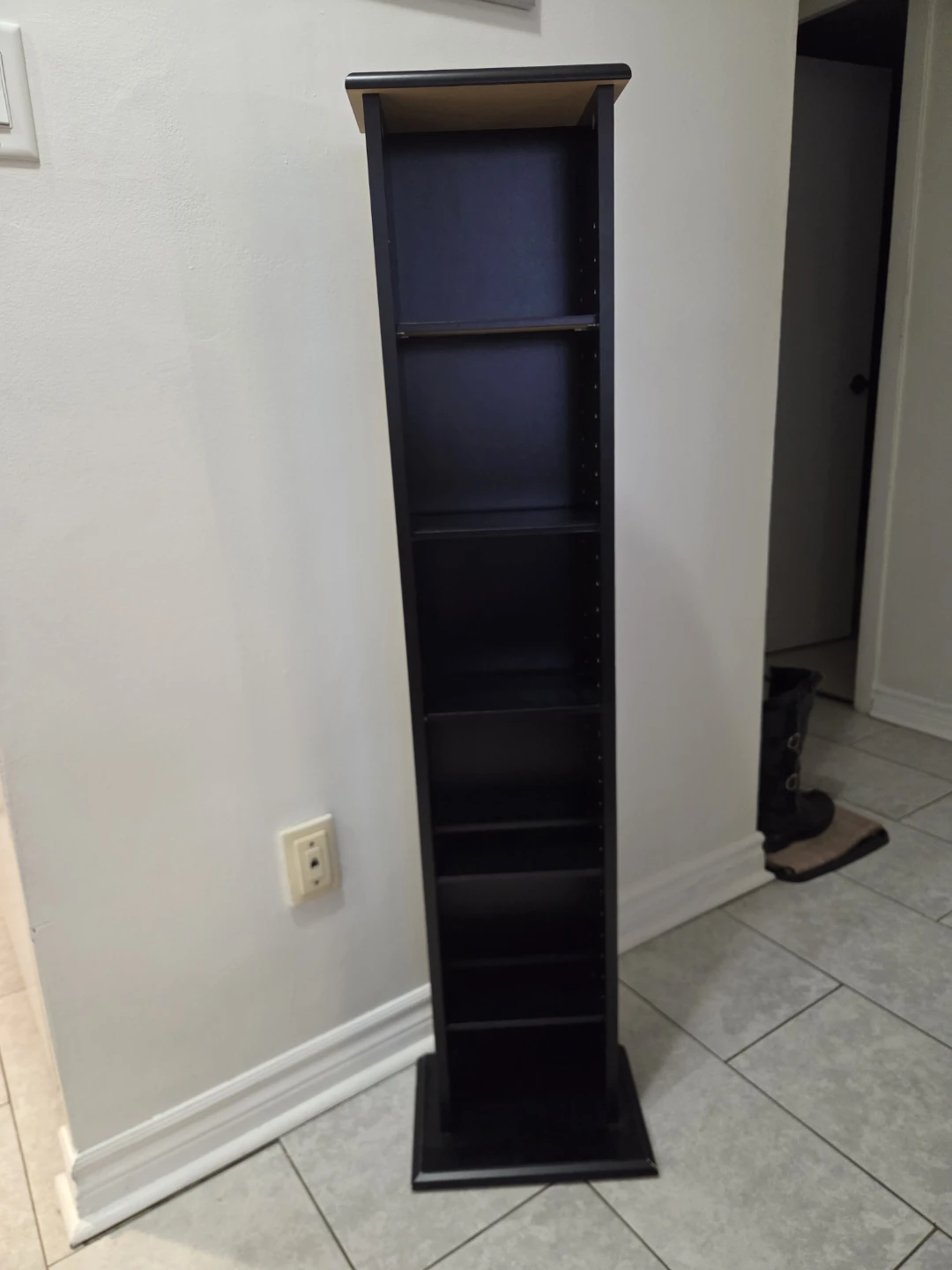 Tall Black Media Storage Shelf