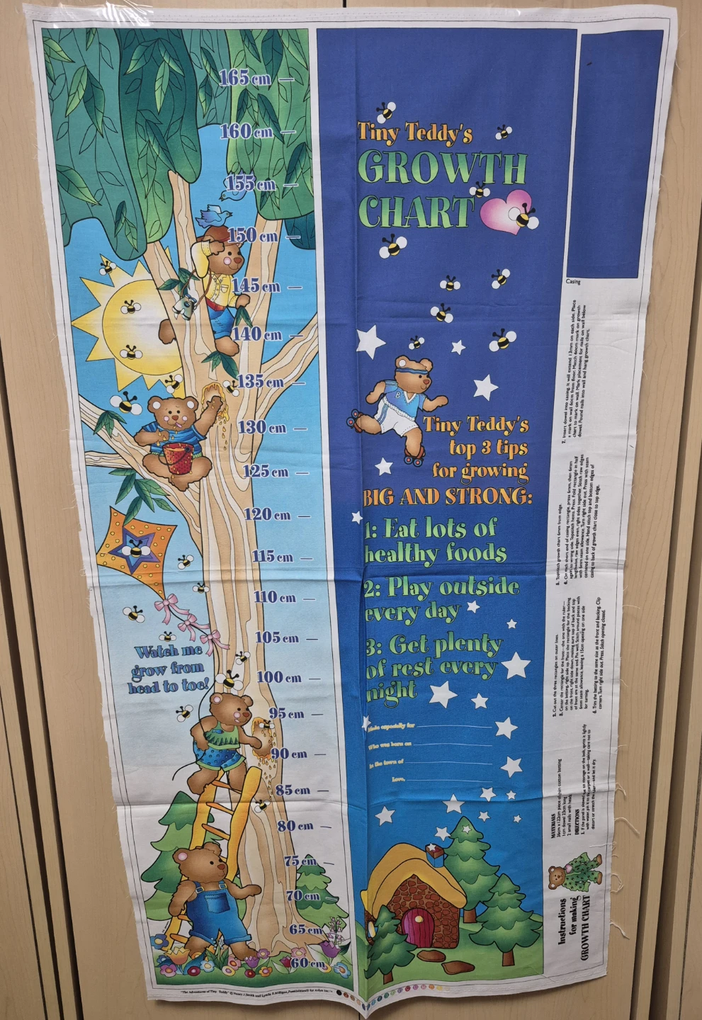 Tiny Teddy's Growth Chart Fabric Panel
