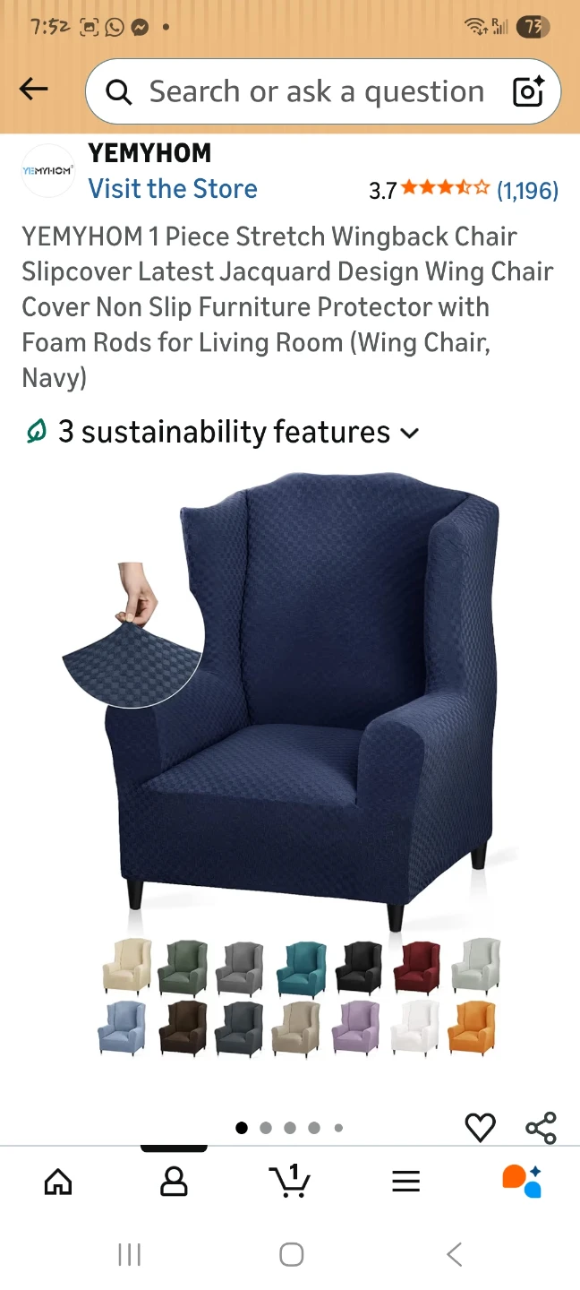 Navy Wingback Chair Slipcover