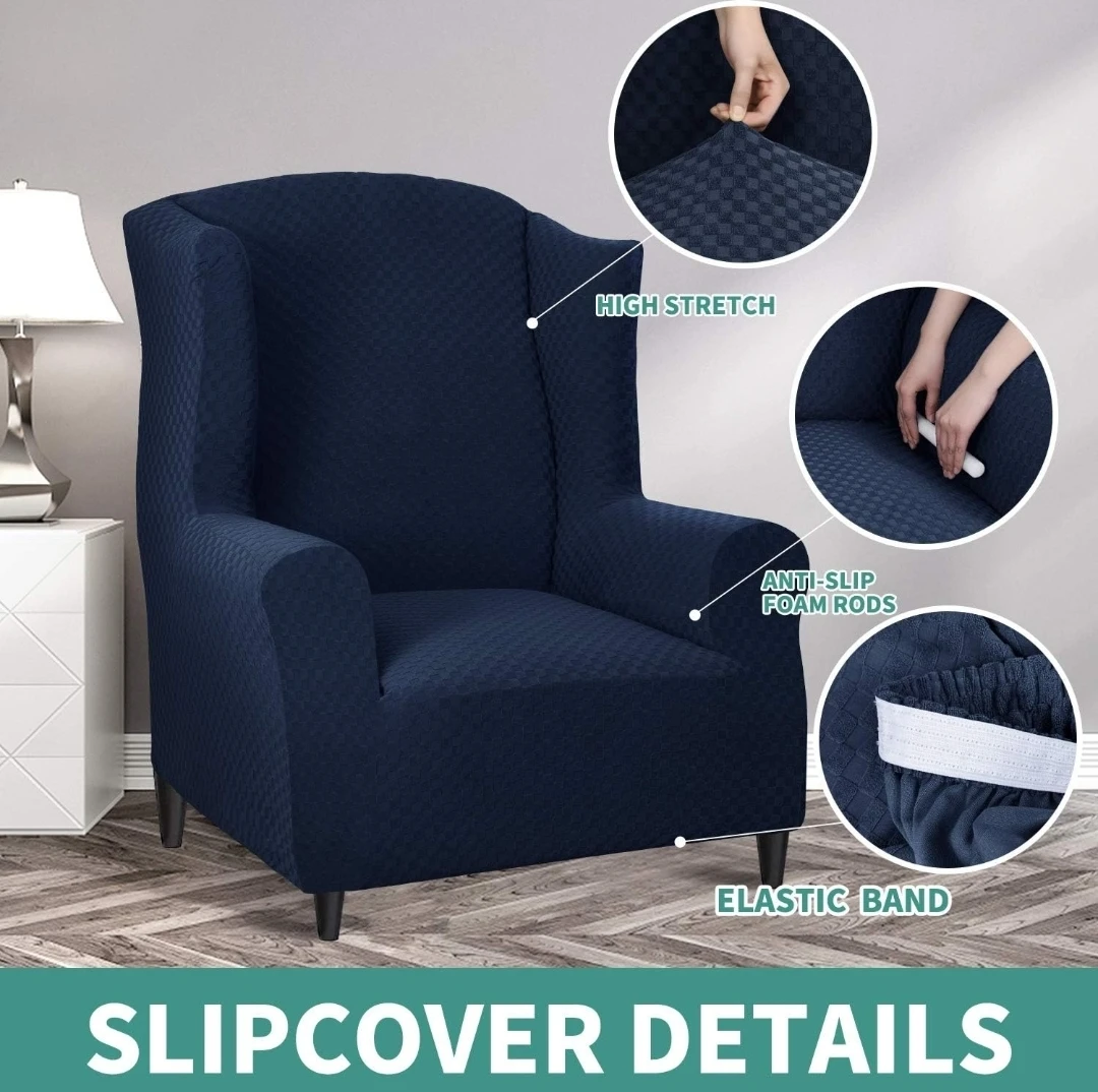 Navy Wingback Chair Slipcover - photo 5