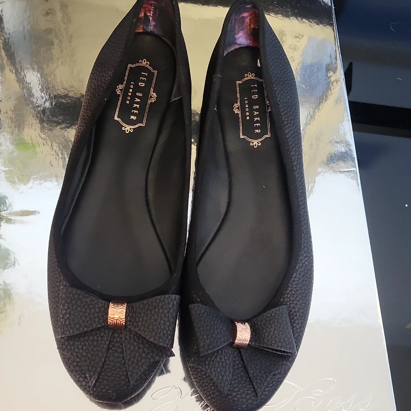 Ted Baker London Black Bow Ballet Flats - Women's Size 7