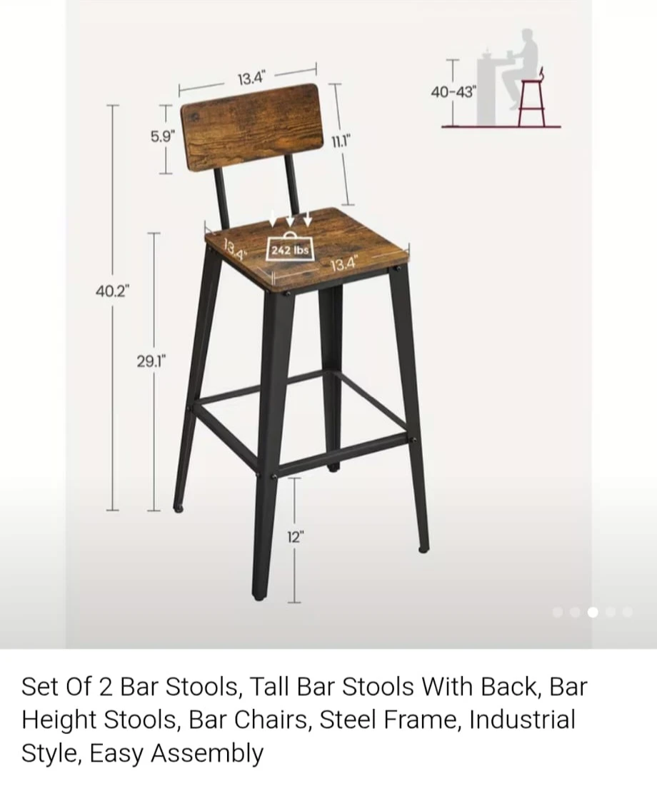 Rustic Brown & Black Bar Table Set - photo 5