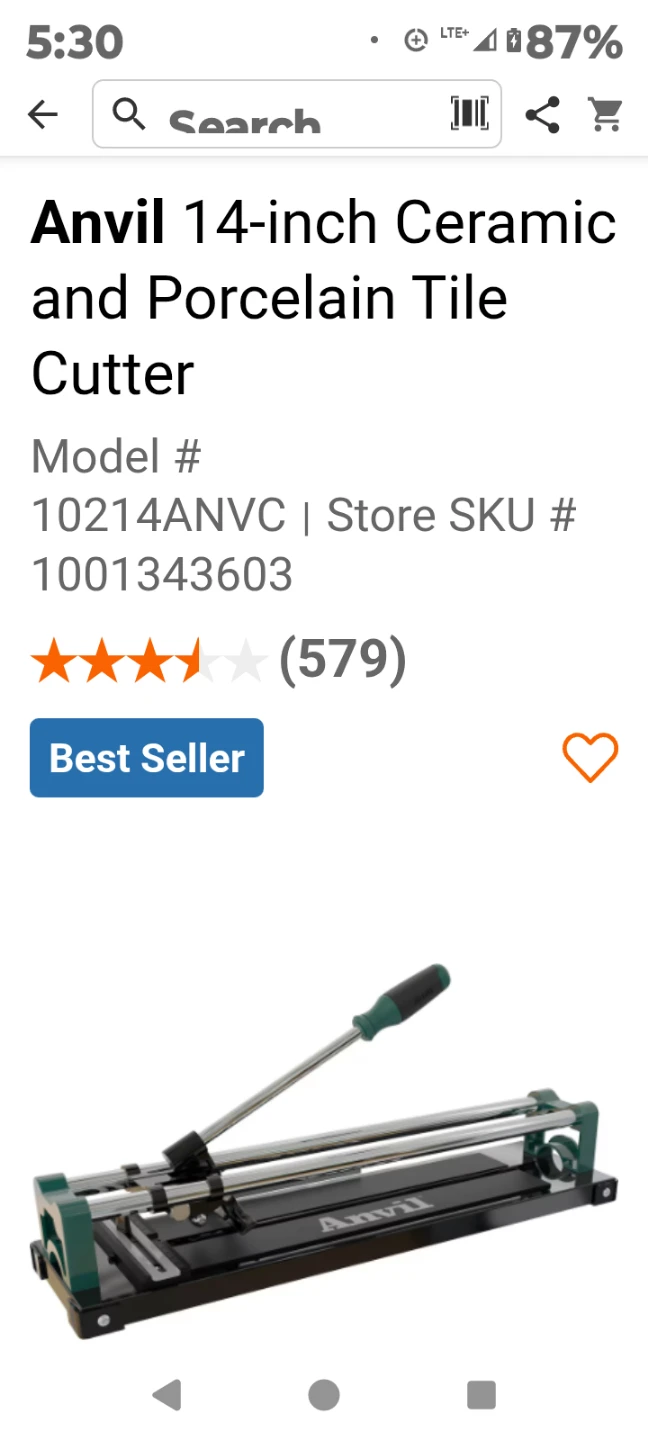 Anvil 14-inch Ceramic and Porcelain Tile Cutter - photo 3
