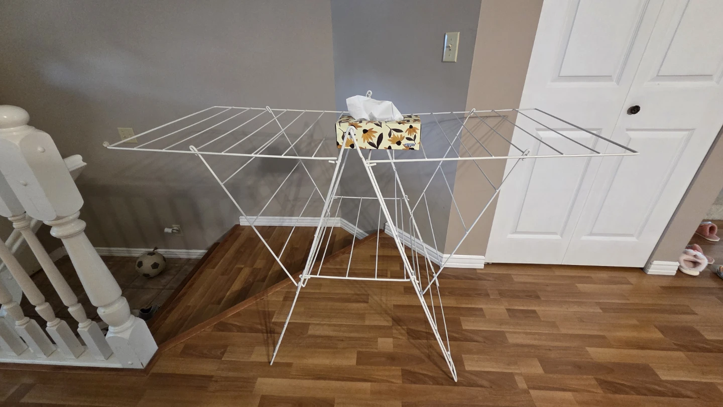 White Metal Folding Drying Rack - photo 2