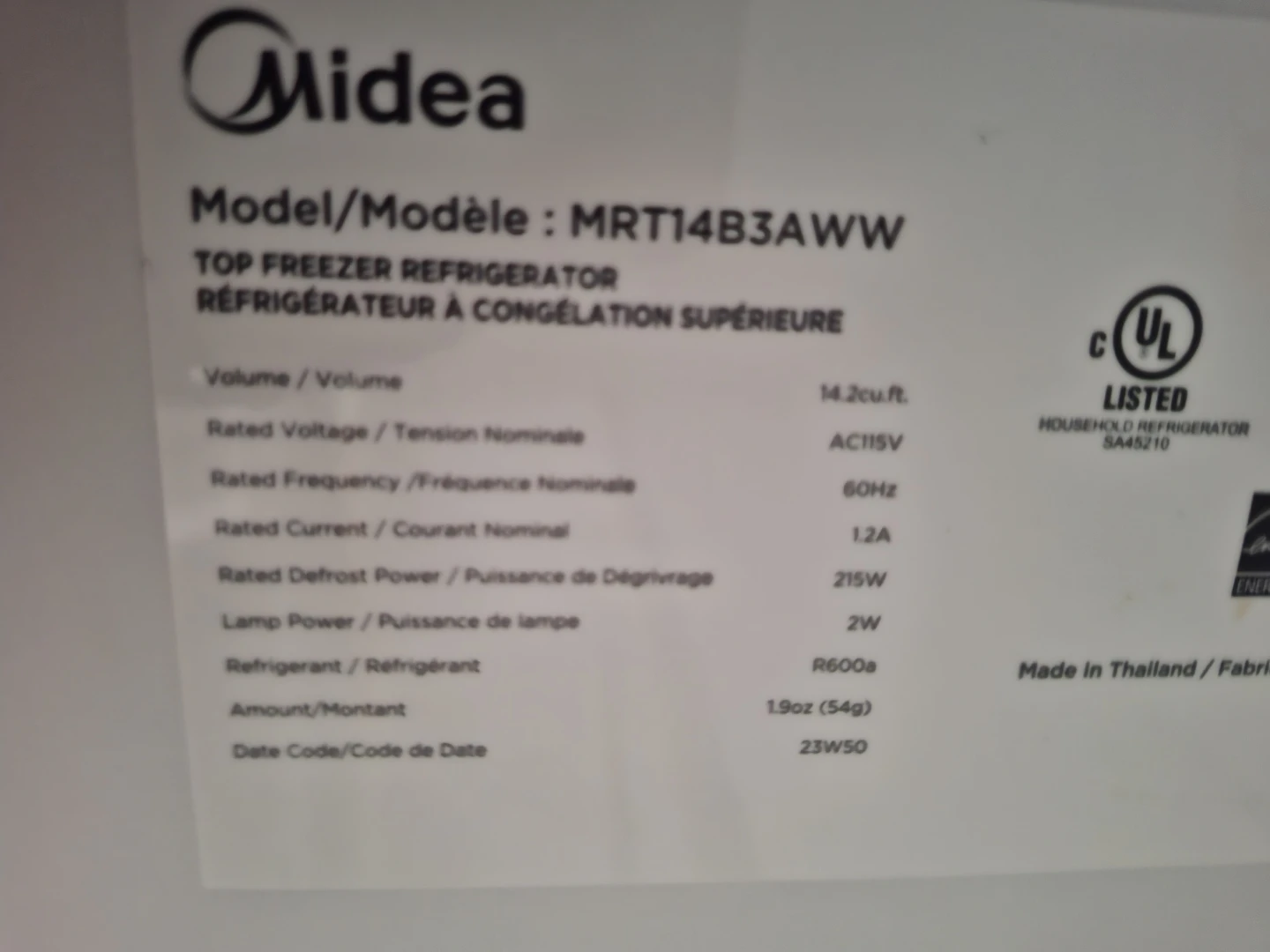 FREE DELIVERY!! Midea MRT14B3AWW condo size fridge like new $350 - photo 5