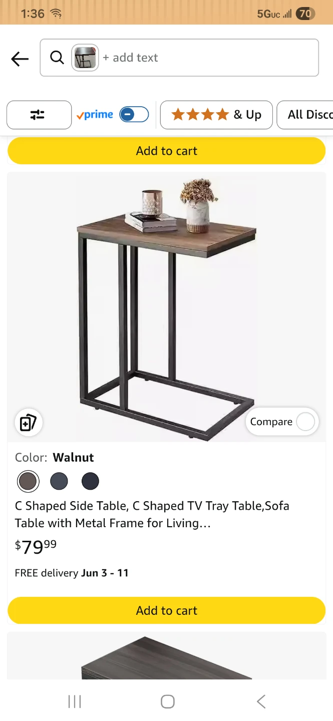 C Shaped Side Table - Walnut - photo 2