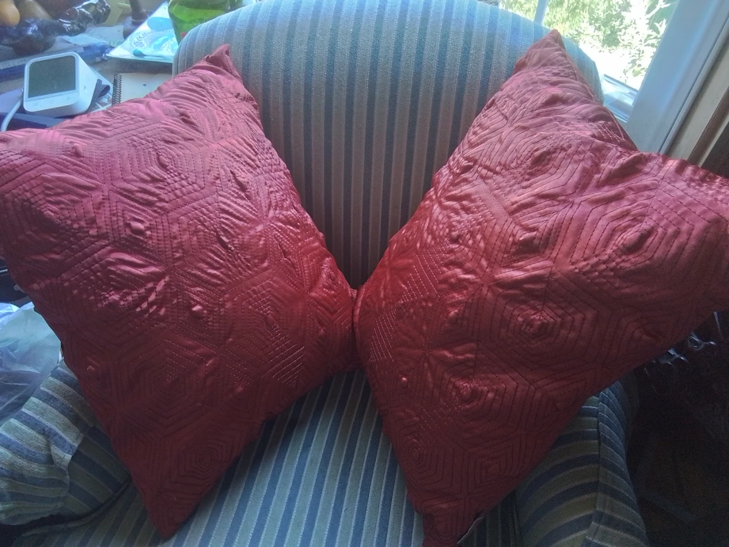 Vintage Pier 1 Imports Quilted Satin Lumbar Pillows - photo 3
