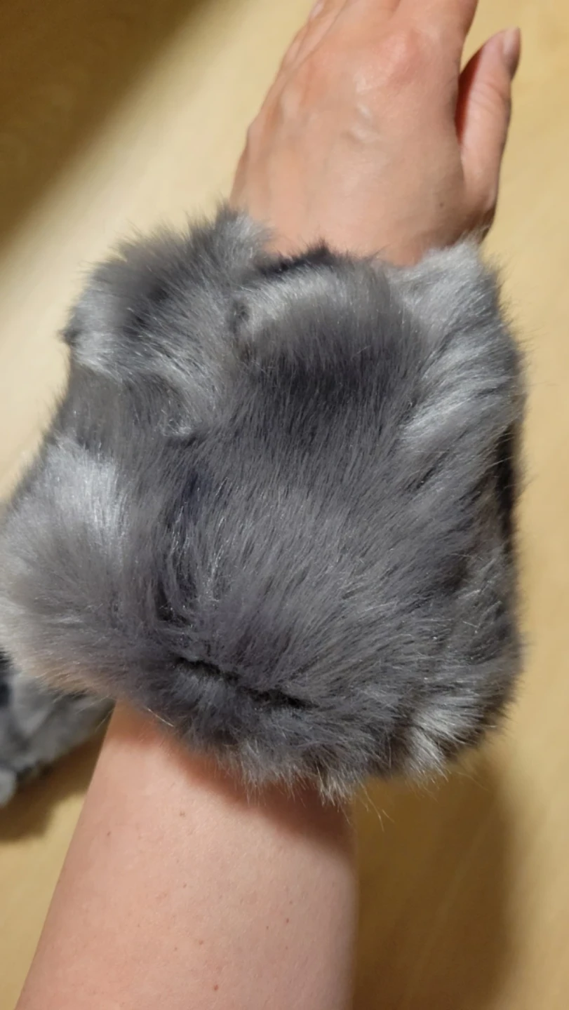 Grey Faux Fur Wrist Cuffs/ or winter faux fur boots cuffs - photo 2