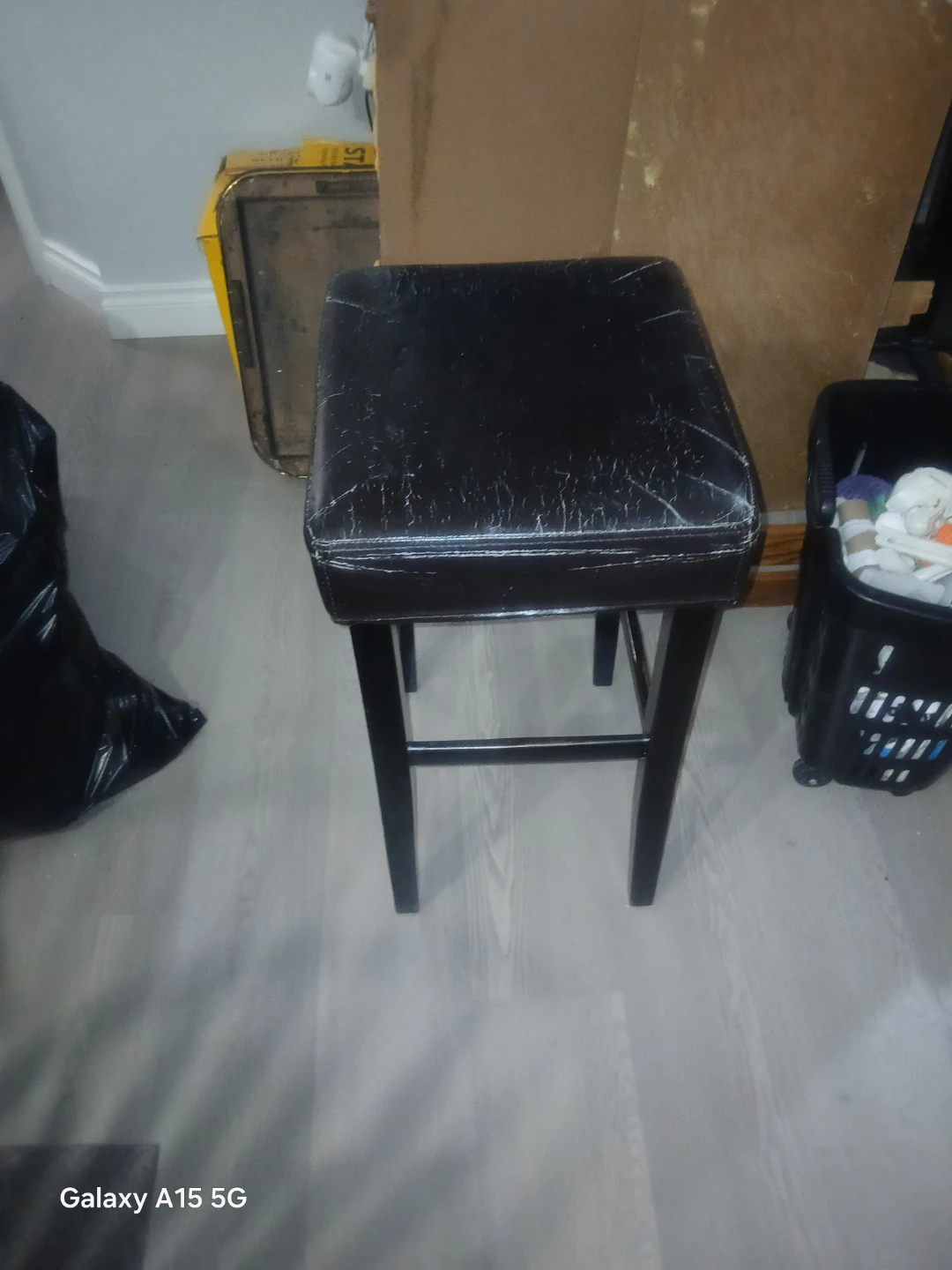 4 x Black Faux Leather Bar Stools