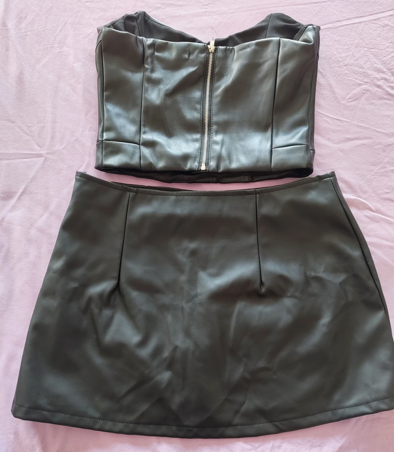 Refuge Faux Leather Corset Top & Mini Skirt Set - photo 4