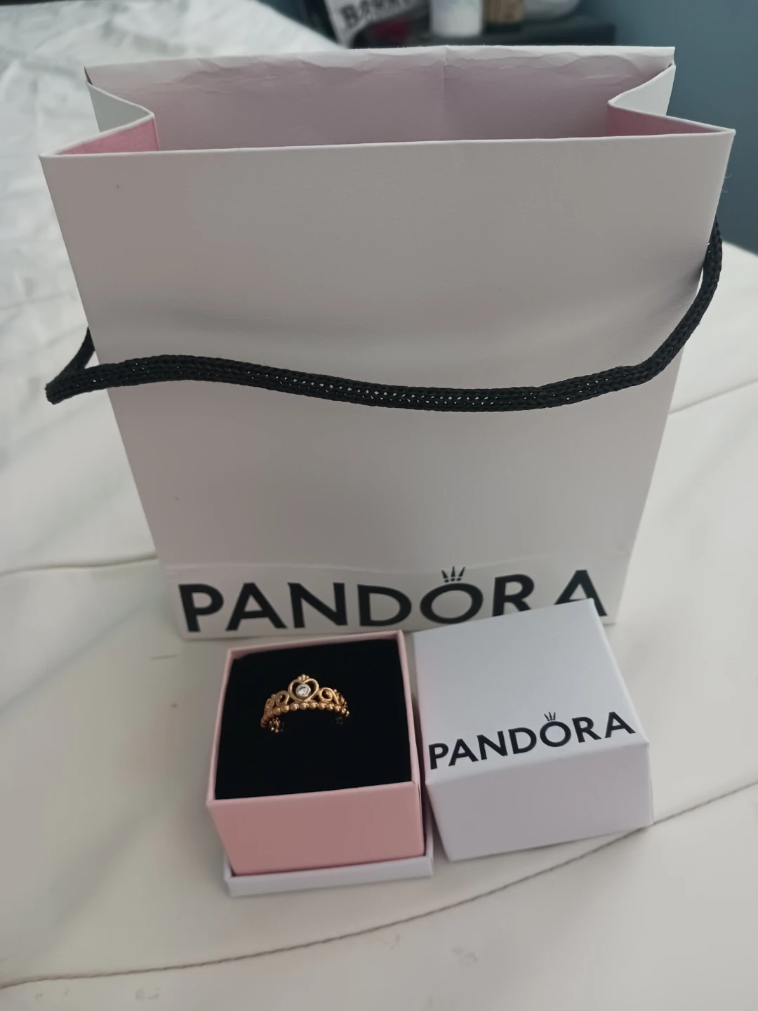Brand new Pandora Tiara Ring with the box and bag