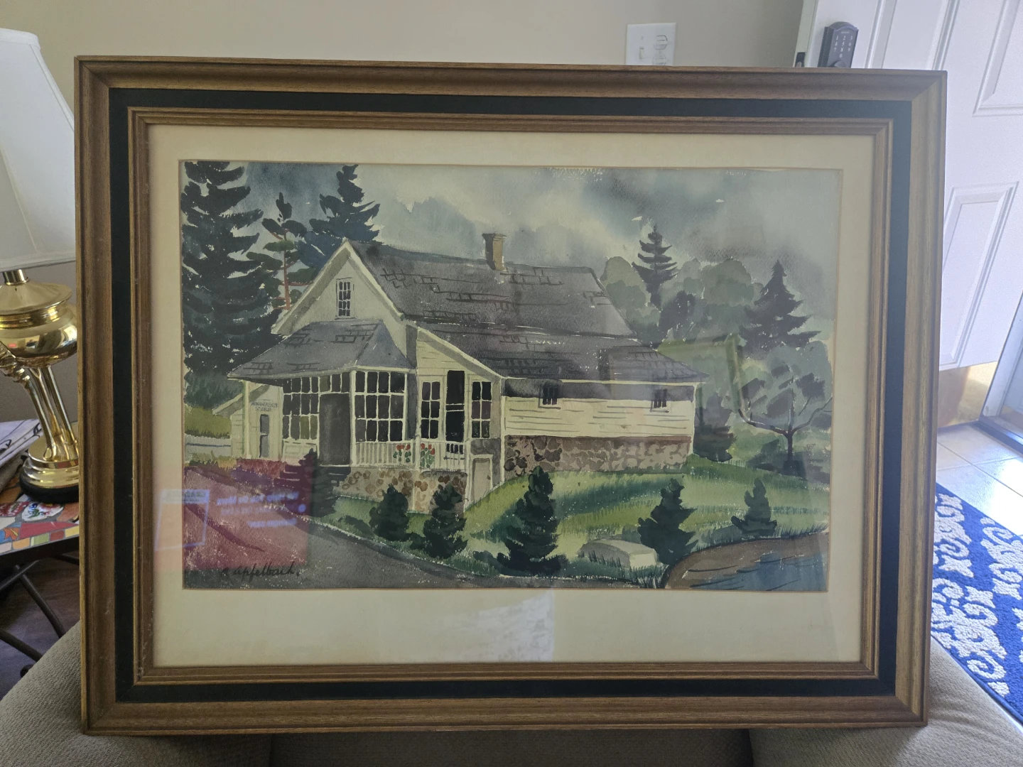 Framed Watercolor Painting of a General Store by R. Affelback